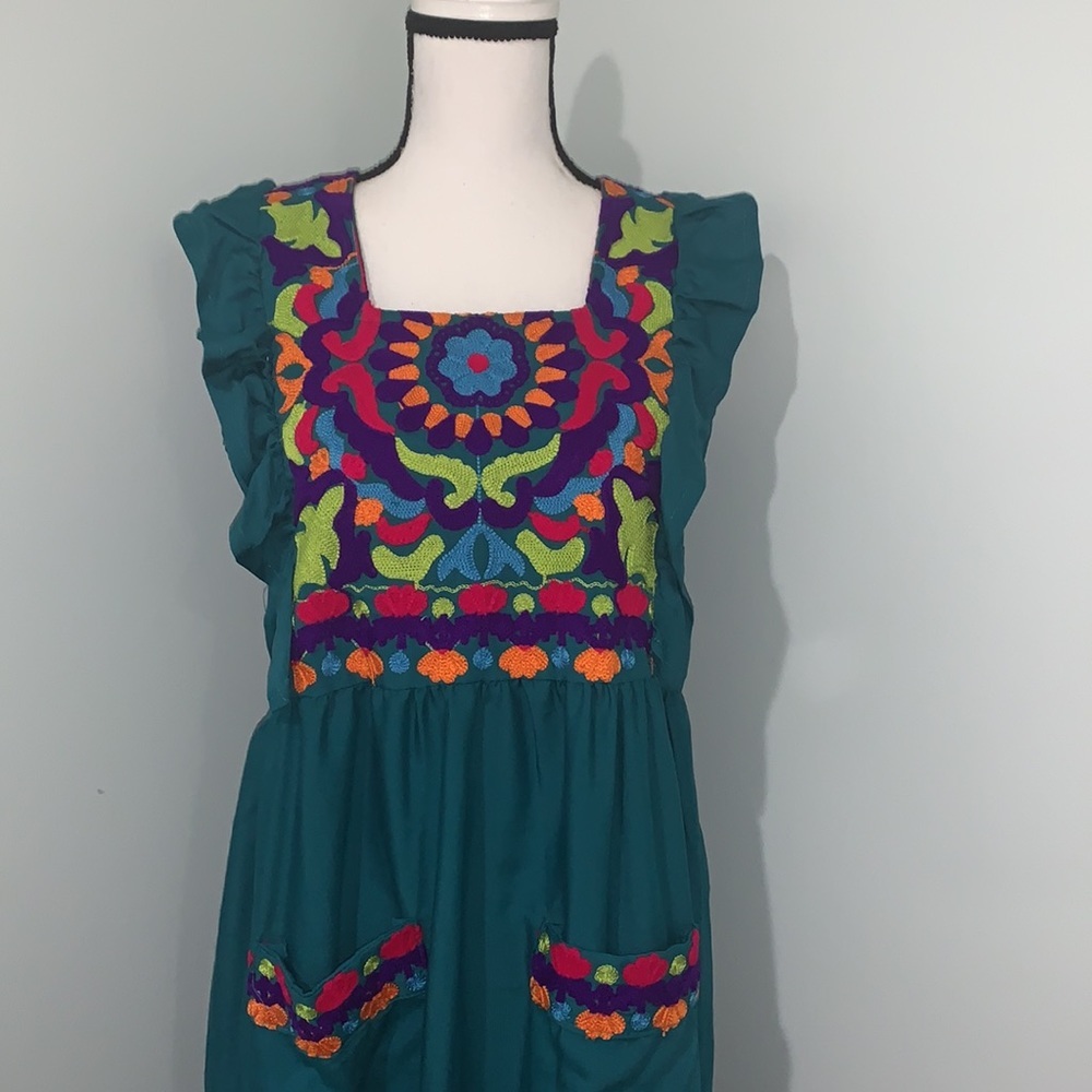 Embroidered Egyptian Sleeveless Dress size S Hand Made - Picture 3 of 10